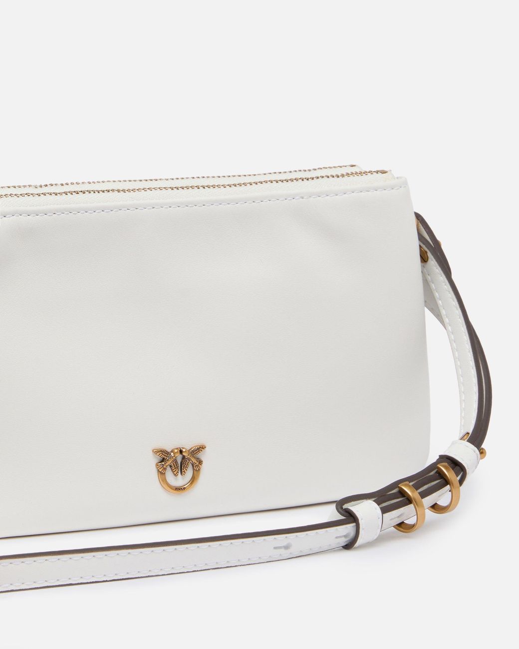 Pinko Natural Leather Mini Double Bag With Shoulder Strap