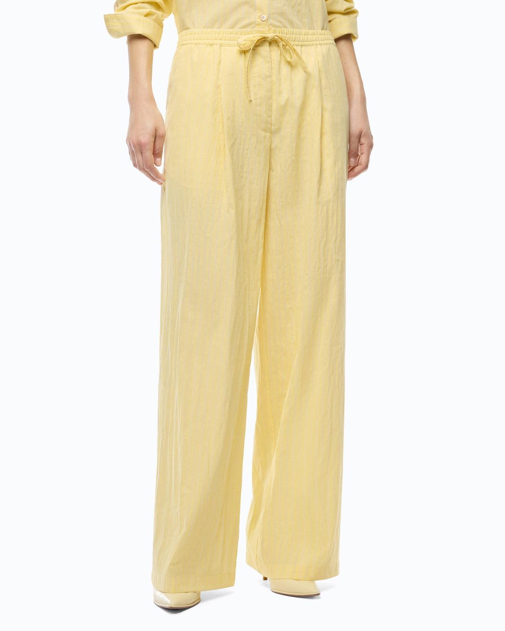 Pinko Yellow Striped Trousers With Drawstring Waist