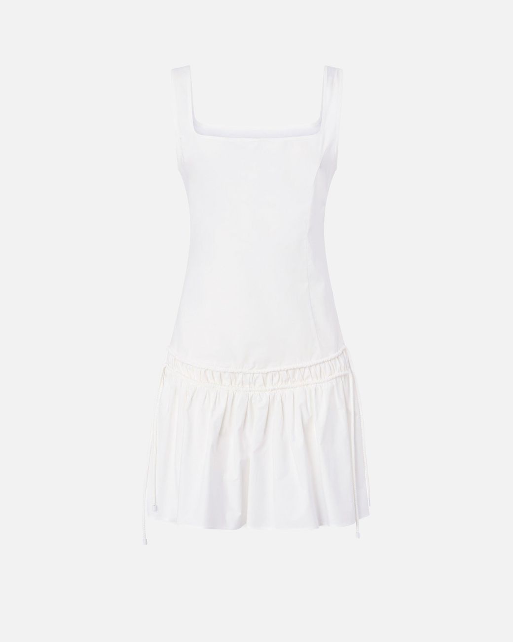 Pinko White Short Dress With Gathering And Drawstring