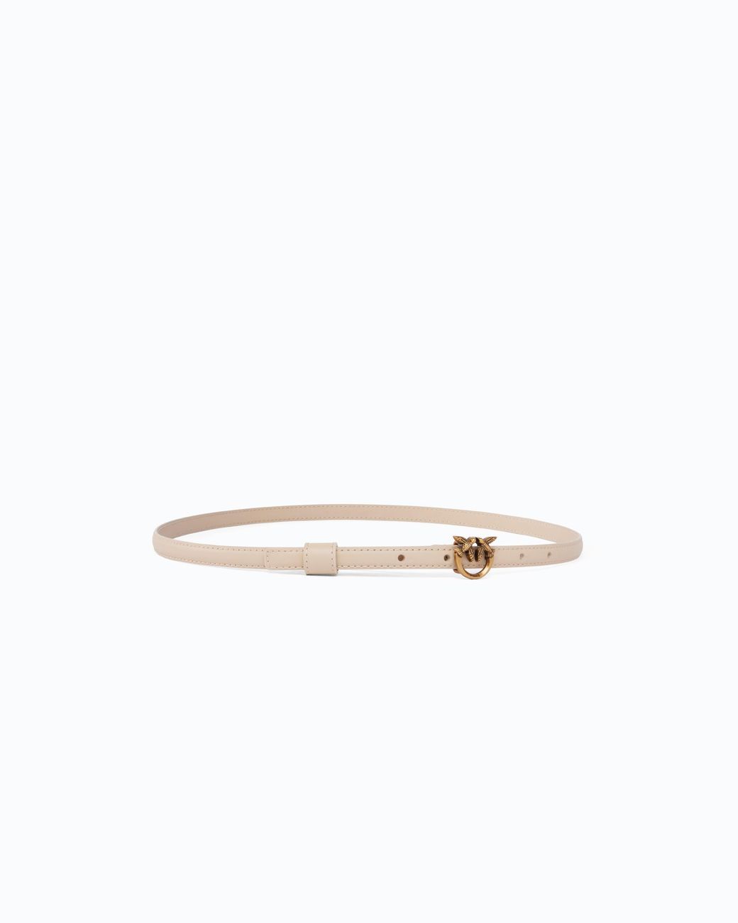 Pinko White Thin Belt With Love Birds Buckle, 1Cm