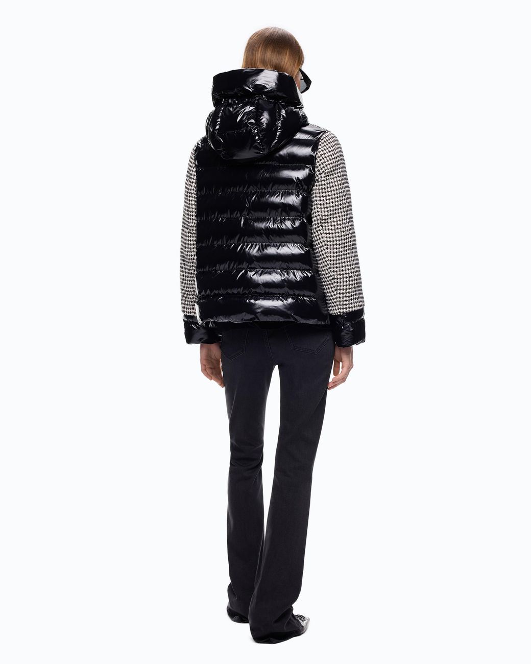 Pinko Gray Tweed And Nylon Down Jacket