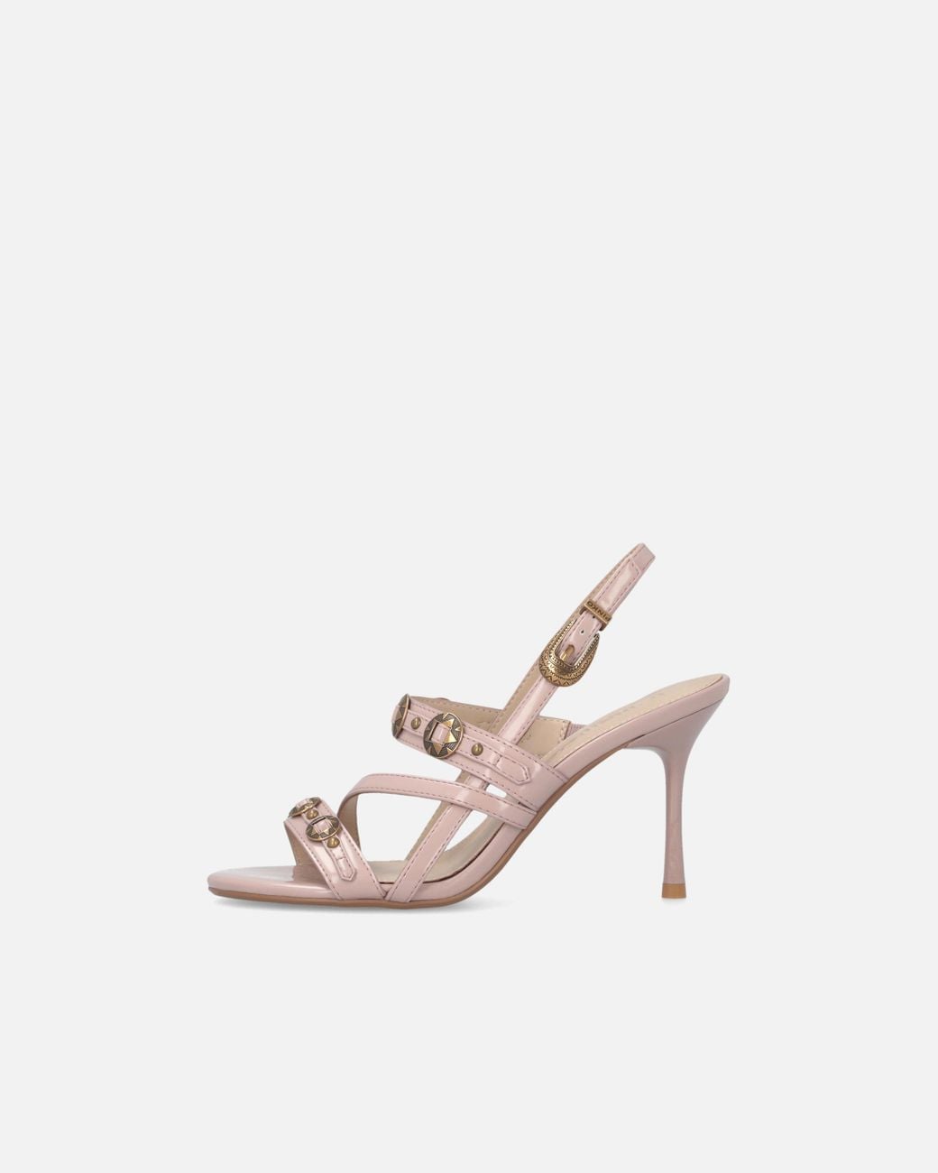 Pinko White High Slingback Sandals With Straps And Studs