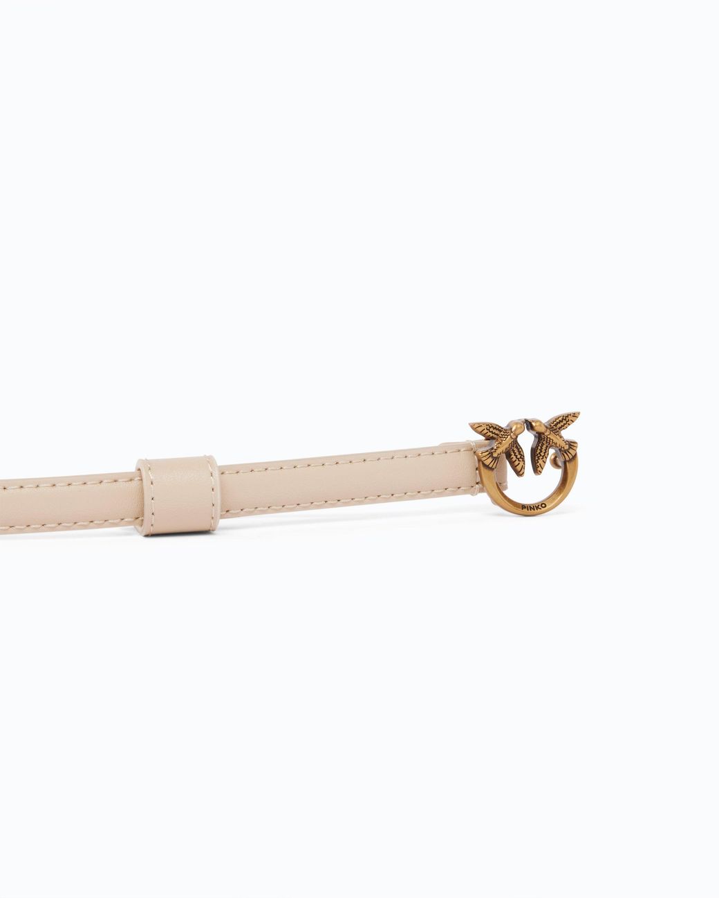 Pinko White Thin Belt With Love Birds Buckle, 1Cm