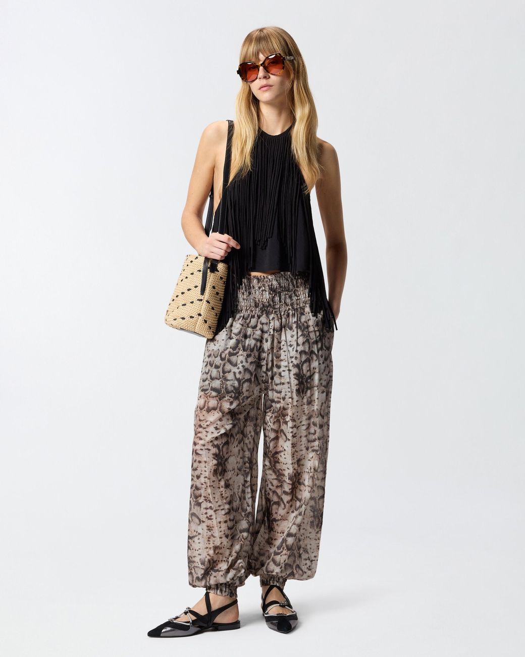Pinko Black Halterneck Top With Fringes