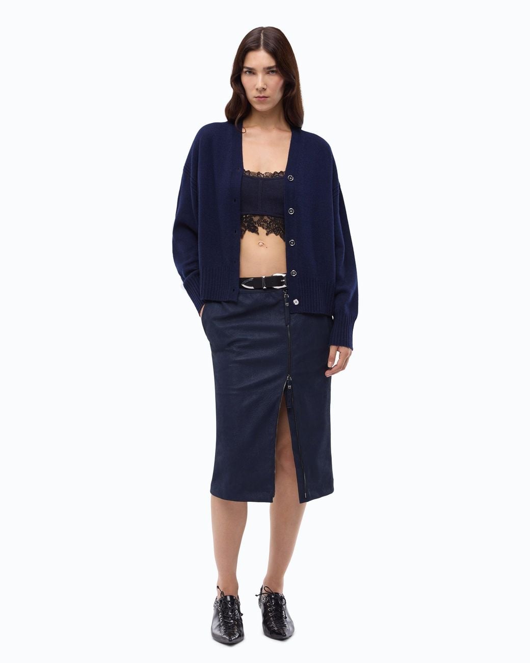 Pinko Blue Wool And Cashmere Cardigan
