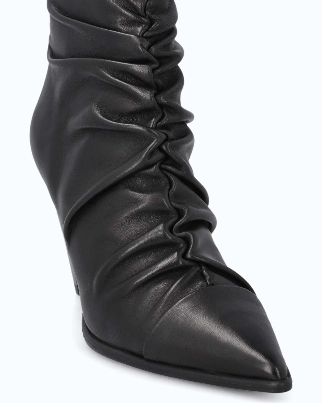 Pinko White Nappa Leather Ankle Boots With Gathered Leg Shaft