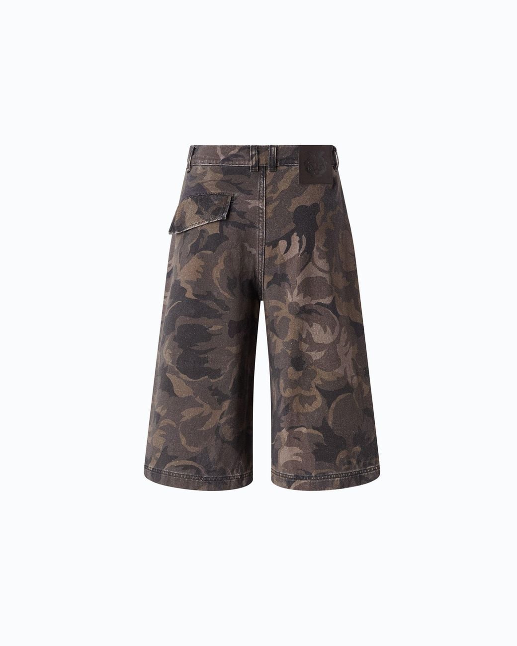 Pinko Gray Floral-Print Cotton Cargo Bermuda Shorts
