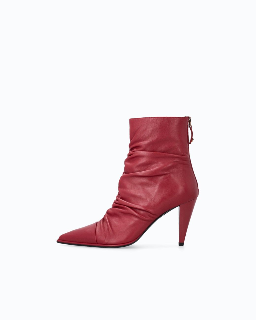 Pinko Nappa Leather Ankle Boots With Gathered Leg Shaft