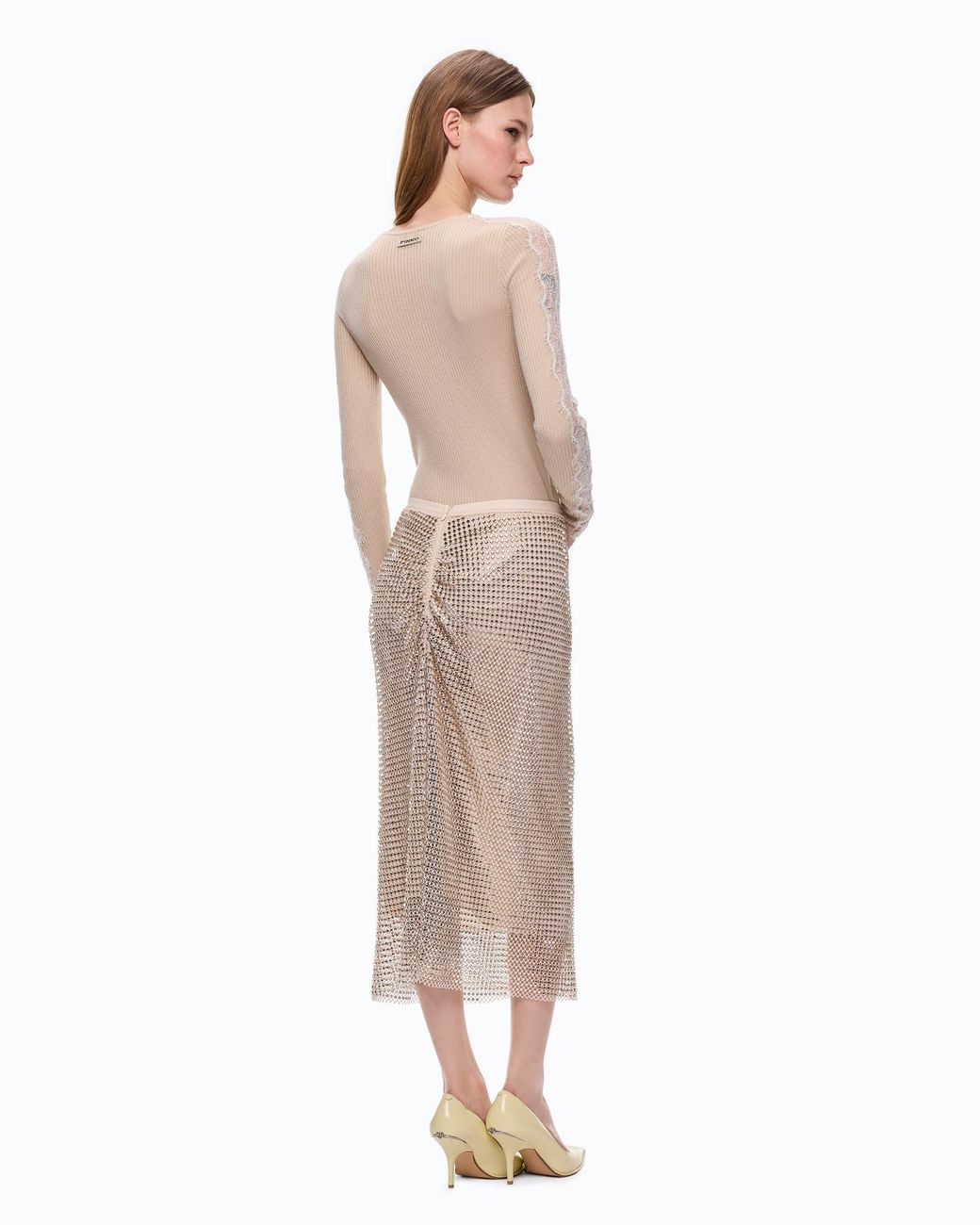 Pull Côtelé À Dentelle Pinko en coloris Pink
