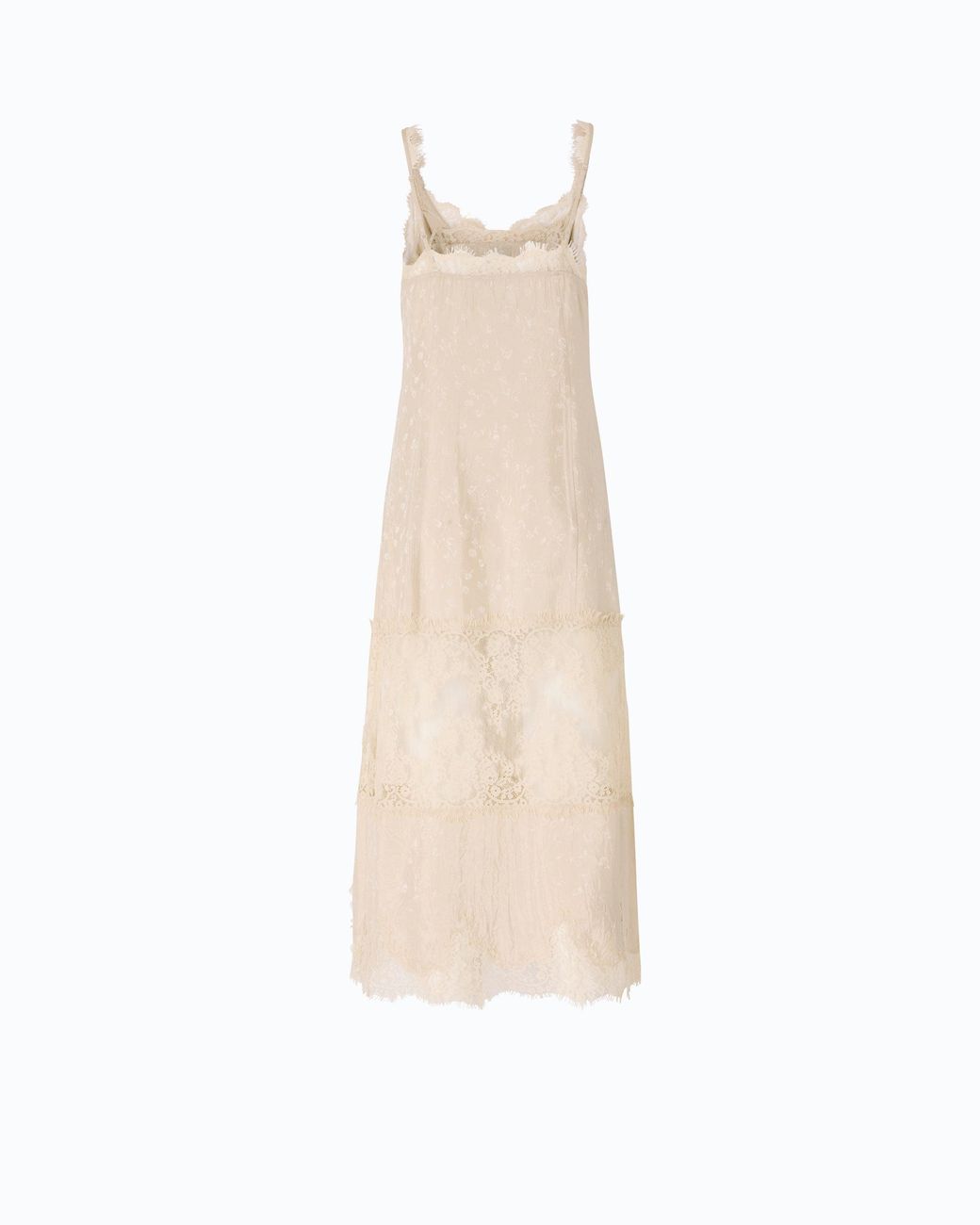 Pinko Natural Midi Slip Dress With Lace Bands
