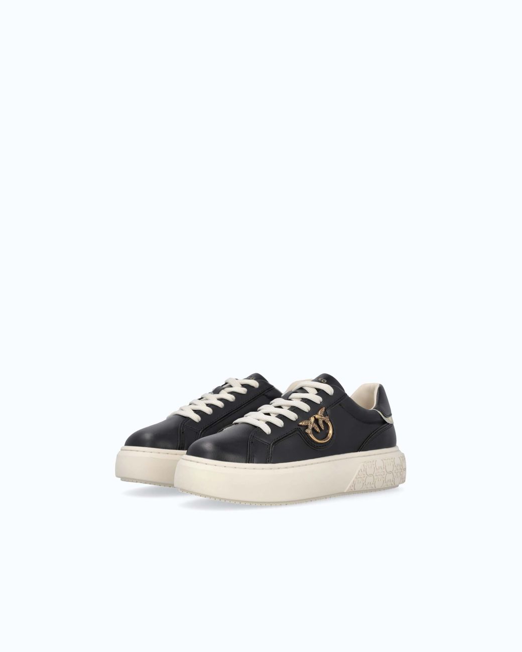 Pinko White High-Soled Flatform Sneakers With Metal Logo