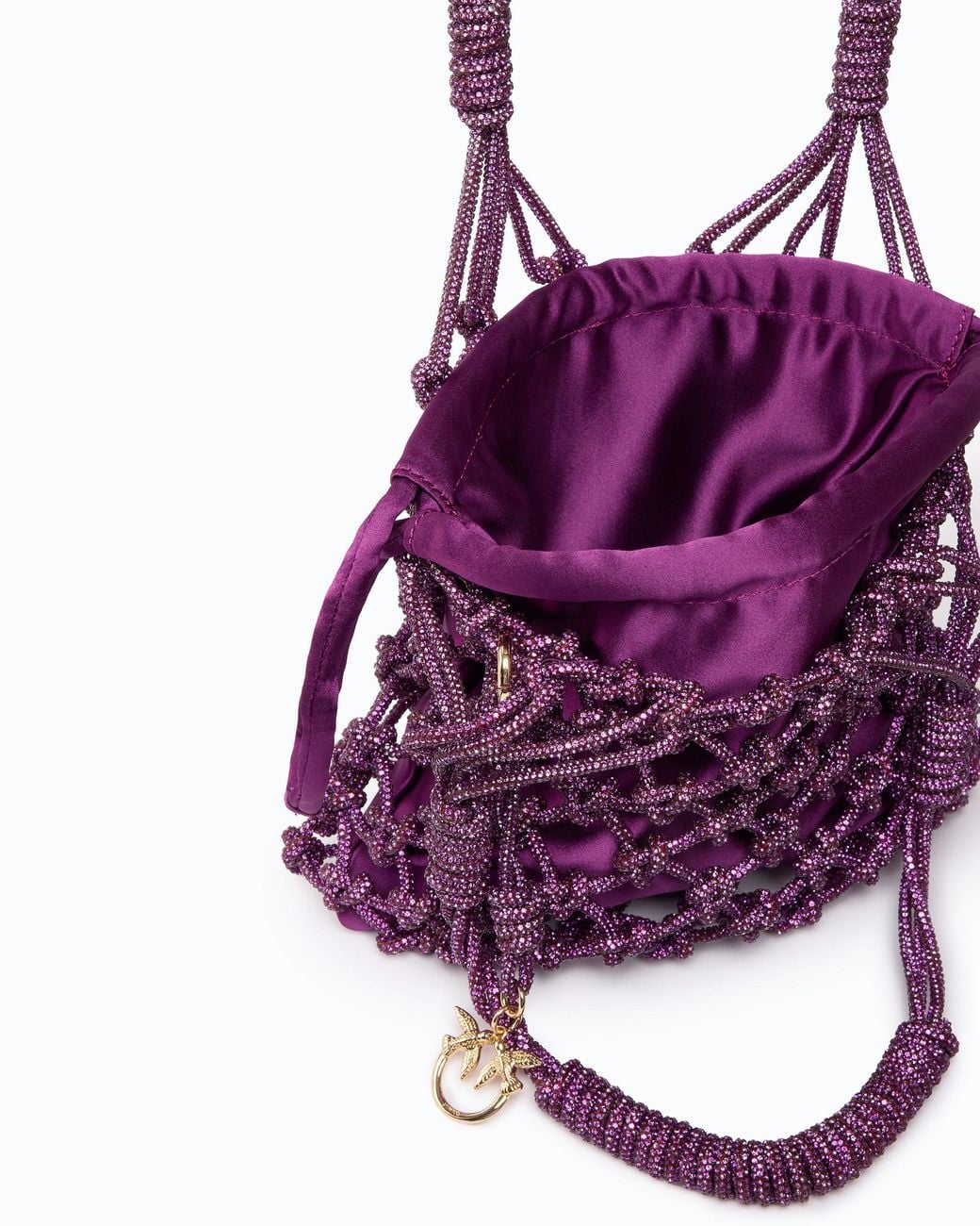Pinko Purple Small Shoulder Bag With Micro Rhinestones