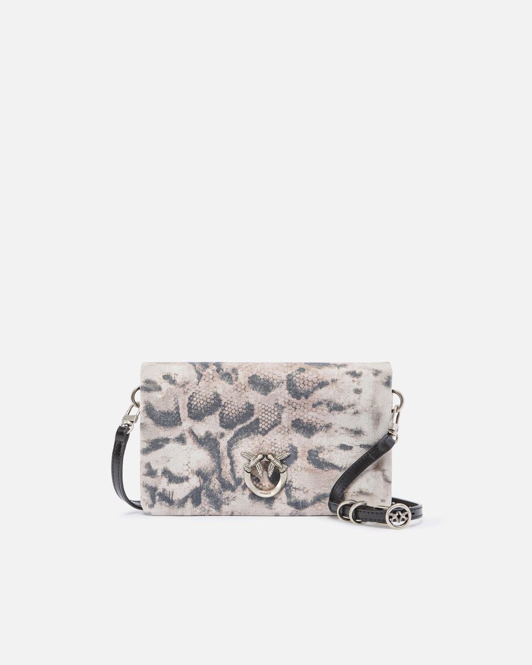 Pinko White Love Bag Click Soft Horizontal Mini Crossbody Clutch