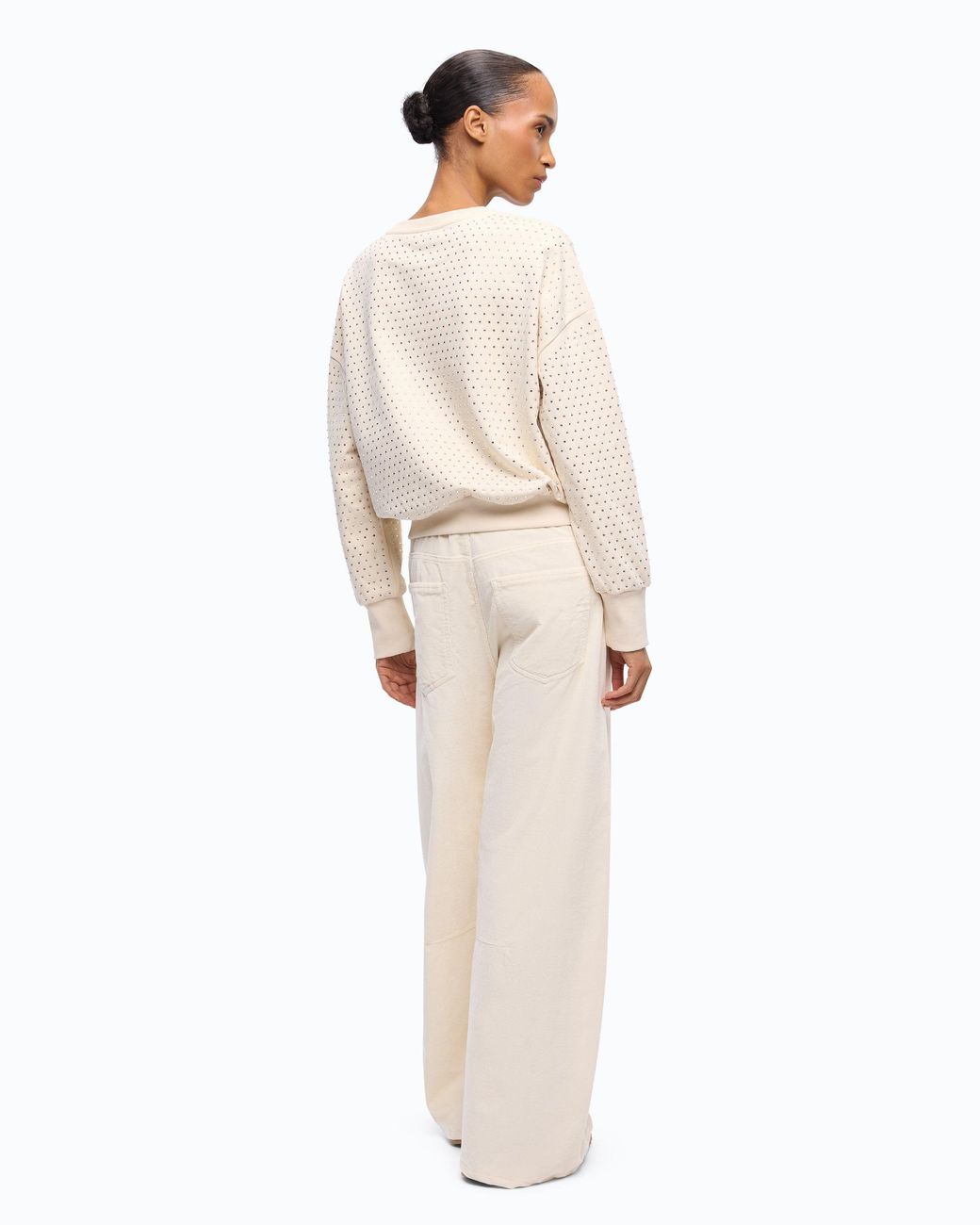 Pinko White Fully Rhinestoned Fleece Sweater
