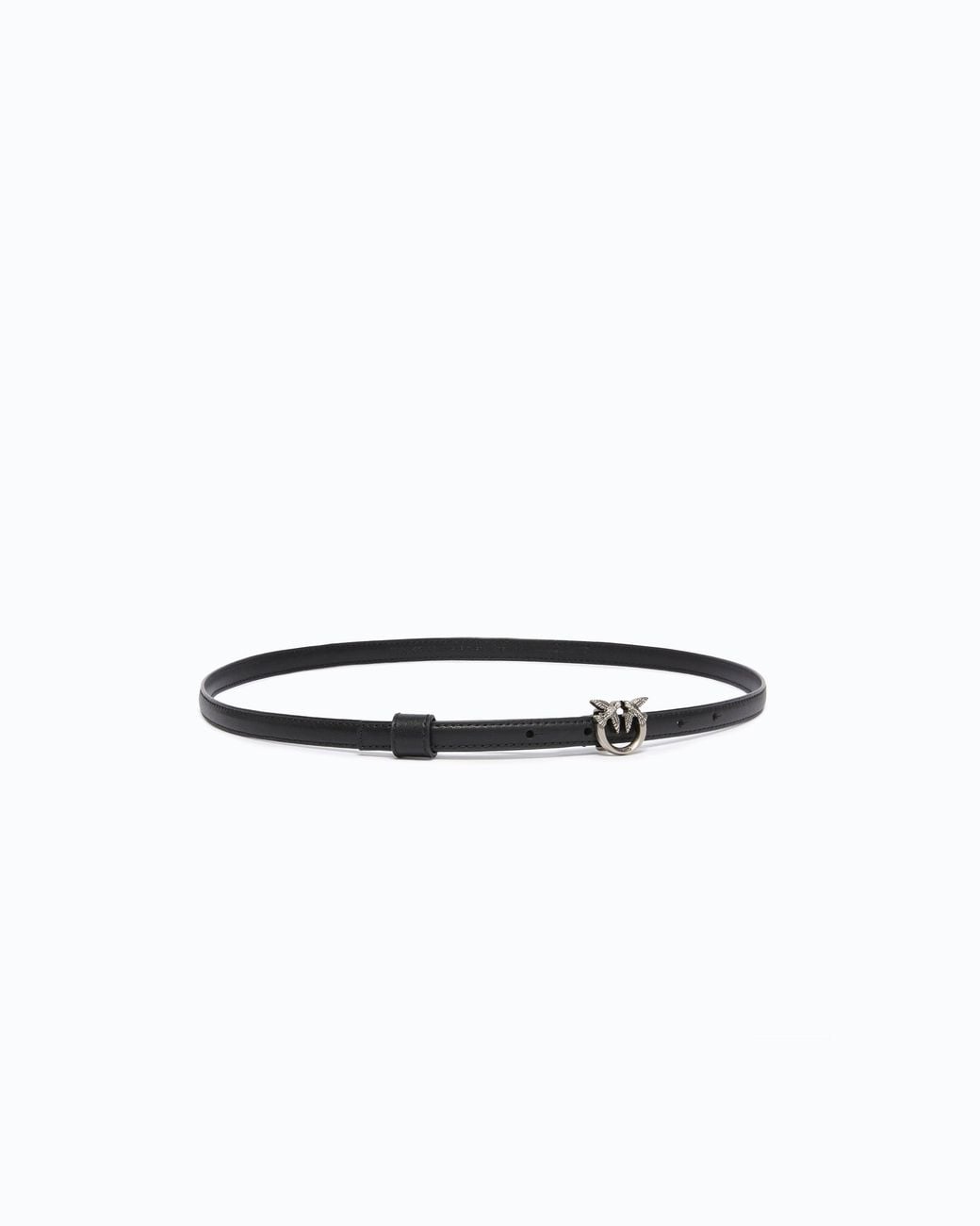 Pinko White Thin Belt With Love Birds Buckle, 1Cm