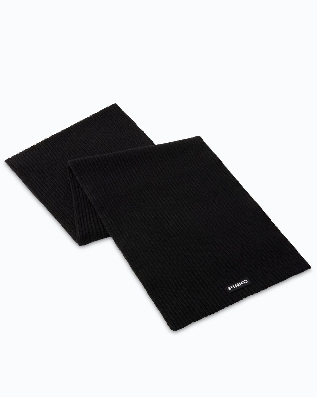 Pinko Black Ribbed Cashmere- And Wool-Blend Scarf