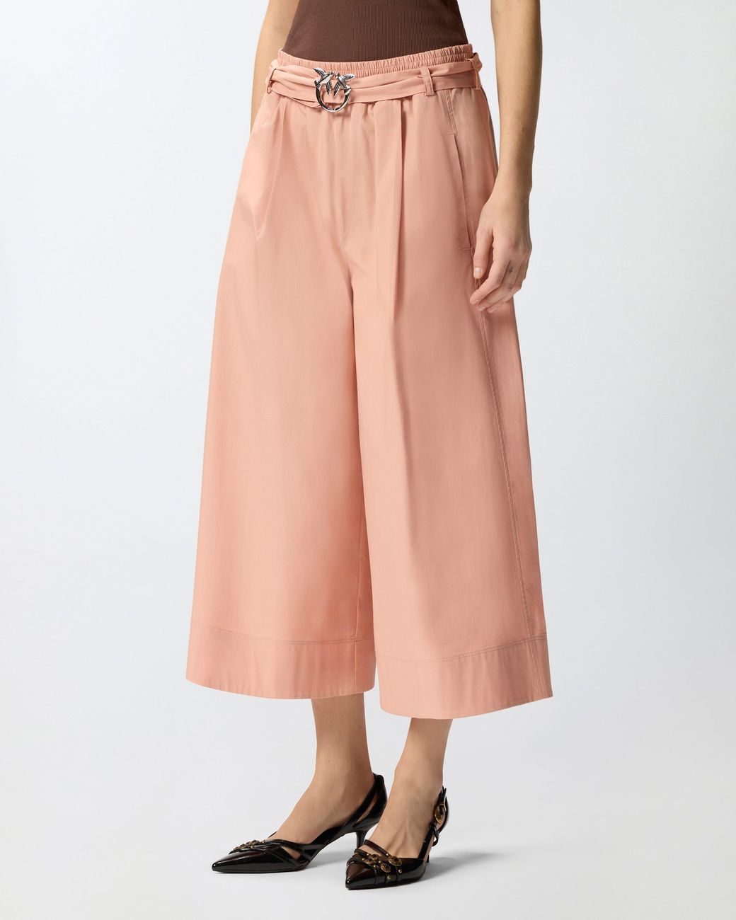 Pinko White Long Shorts With Love Birds Buckle