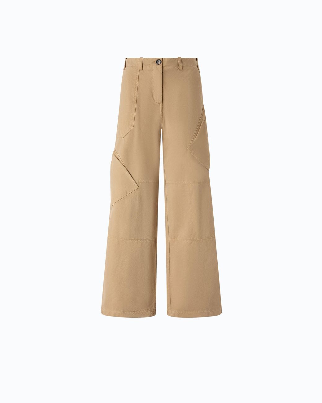 Pinko Natural Gabardine Cargo Trousers With Asymmetric Pockets