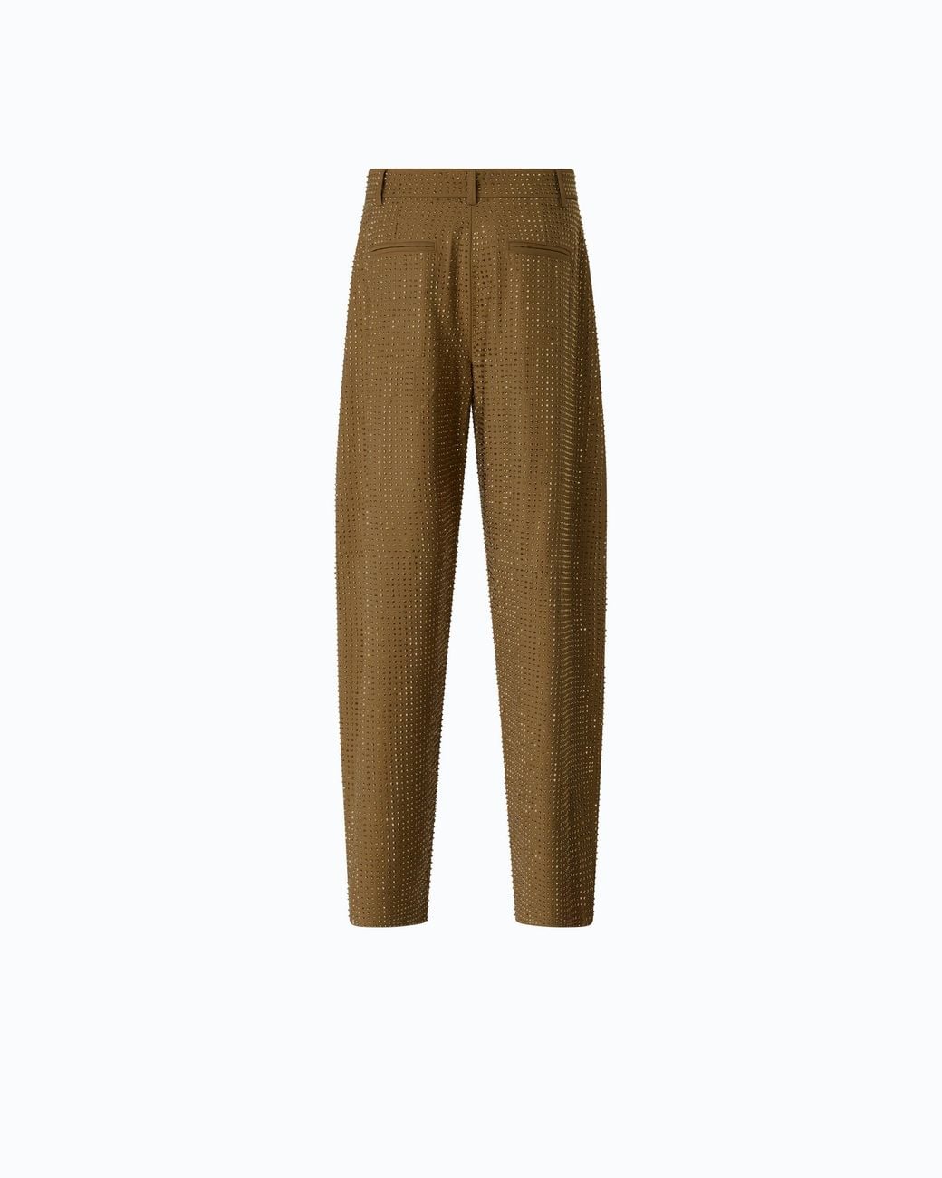 Pinko Natural Barrel-Fit Trousers With Rhinestones