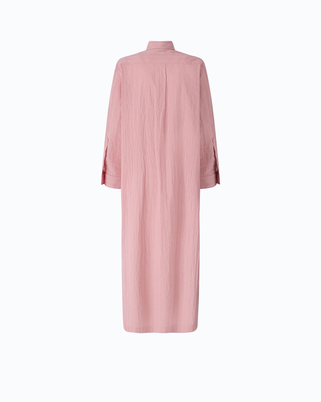 Pinko Pink Long Striped Chemisier Dress With Floral Embroidery