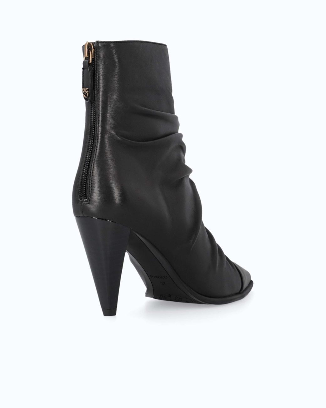 Pinko White Nappa Leather Ankle Boots With Gathered Leg Shaft