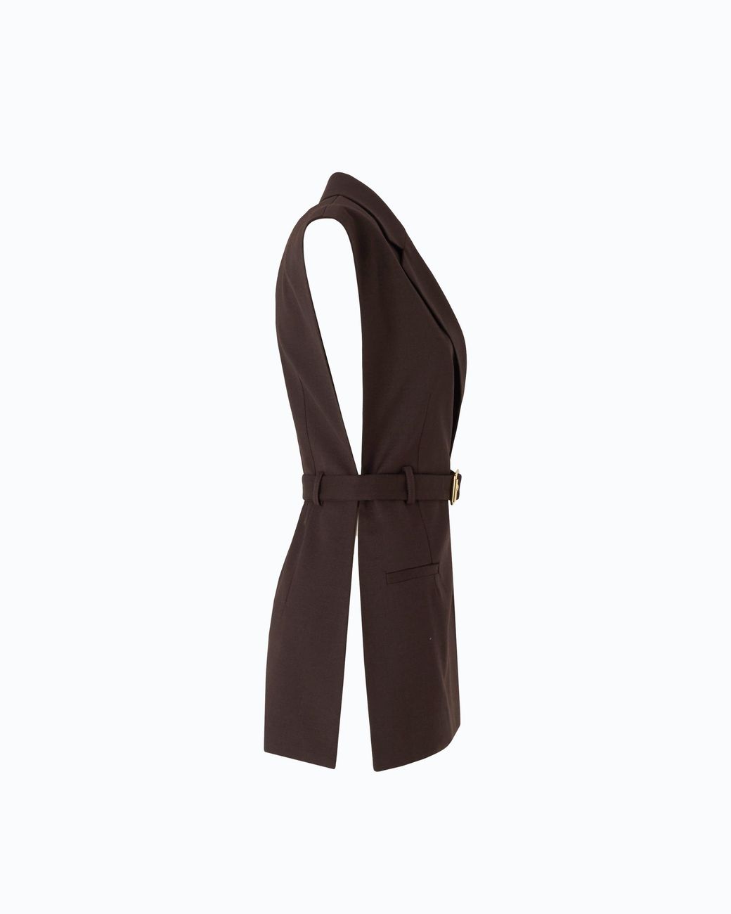 Pinko Brown Vest With Open Sides And Belt