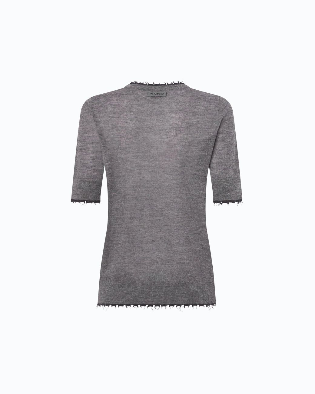 Pinko Gray Short-Sleeved T-Shirt With Frayed Edges