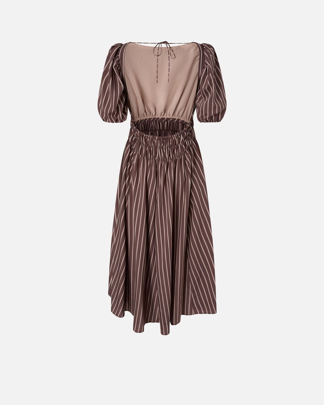 Pinko Brown Striped Midi Dress With Open Back