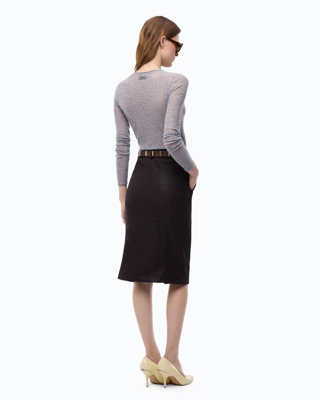 Pinko Gray Crew-neck Sweater With Sequins