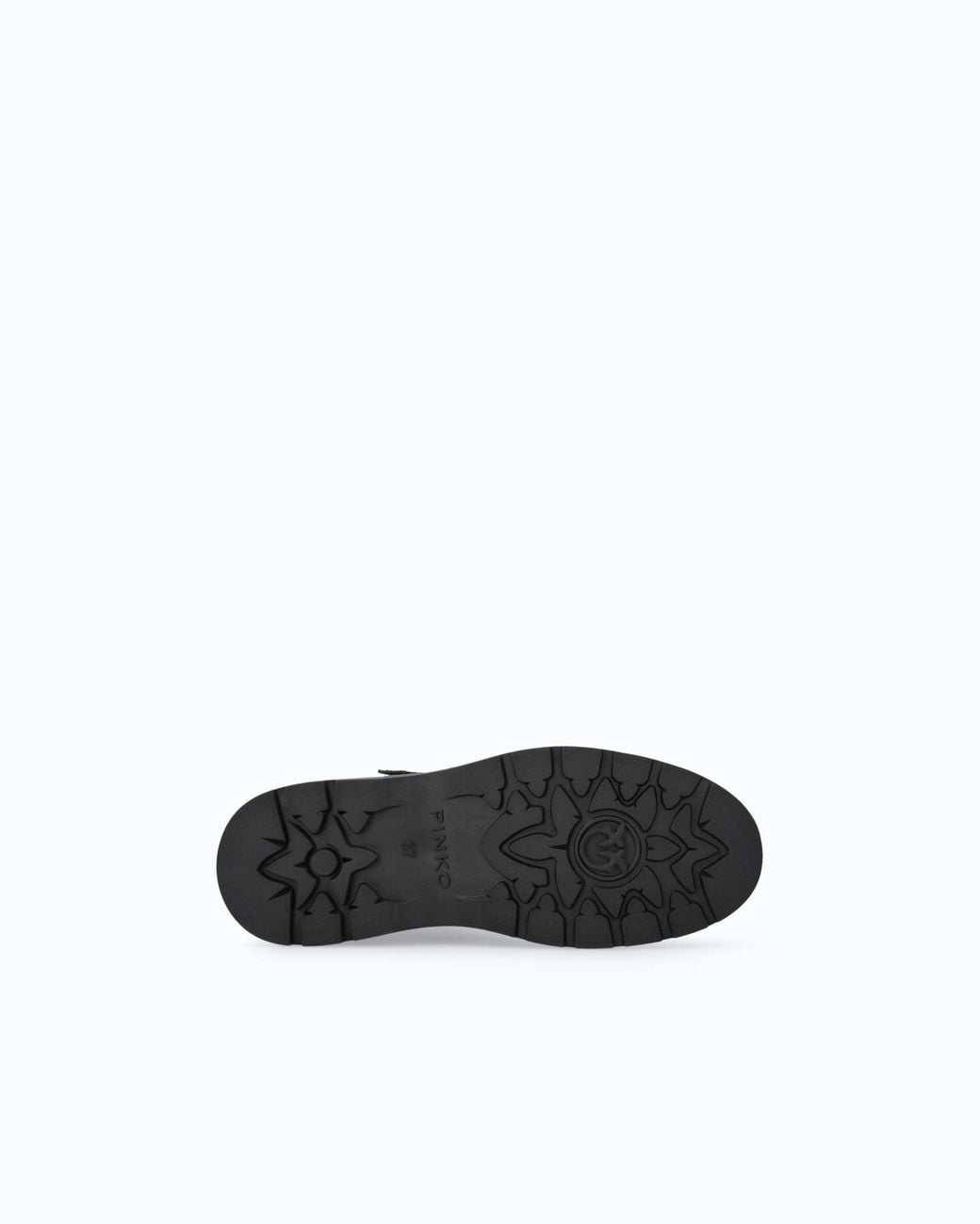 Pinko Black Leather Combat Boots With Strap