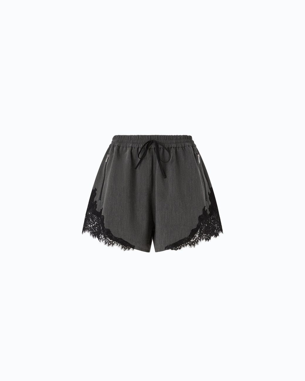 Pinko Black Fluid Shorts With Lace Insert