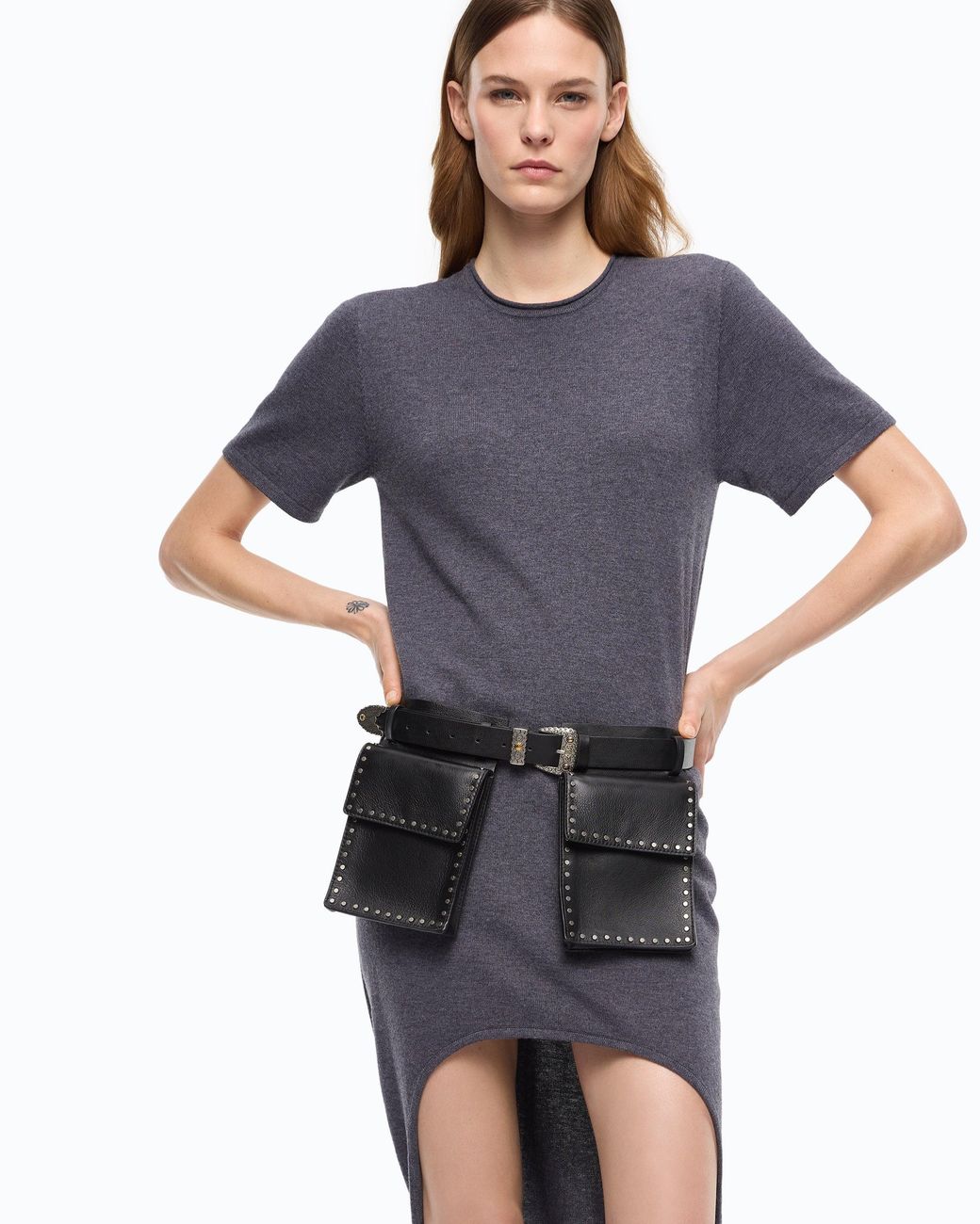Pinko Blue Wool-Blend Dress With Longer Back