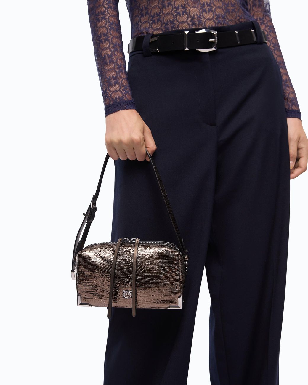 Pinko White Mini Crossbody Boston Bag