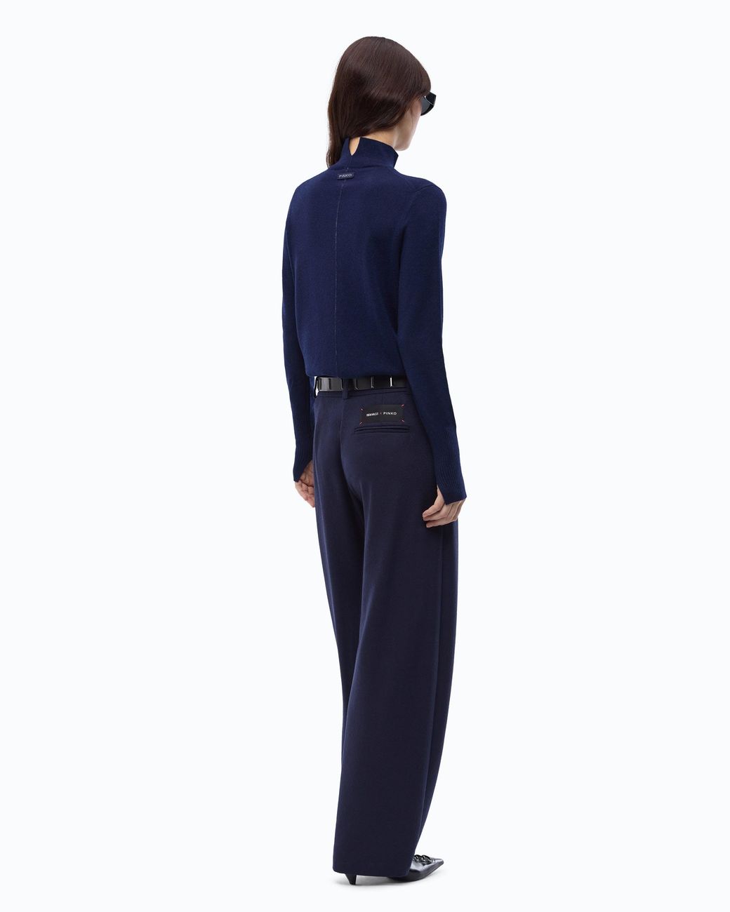 Pinko Blue Wool And Cashmere Turtleneck Sweater