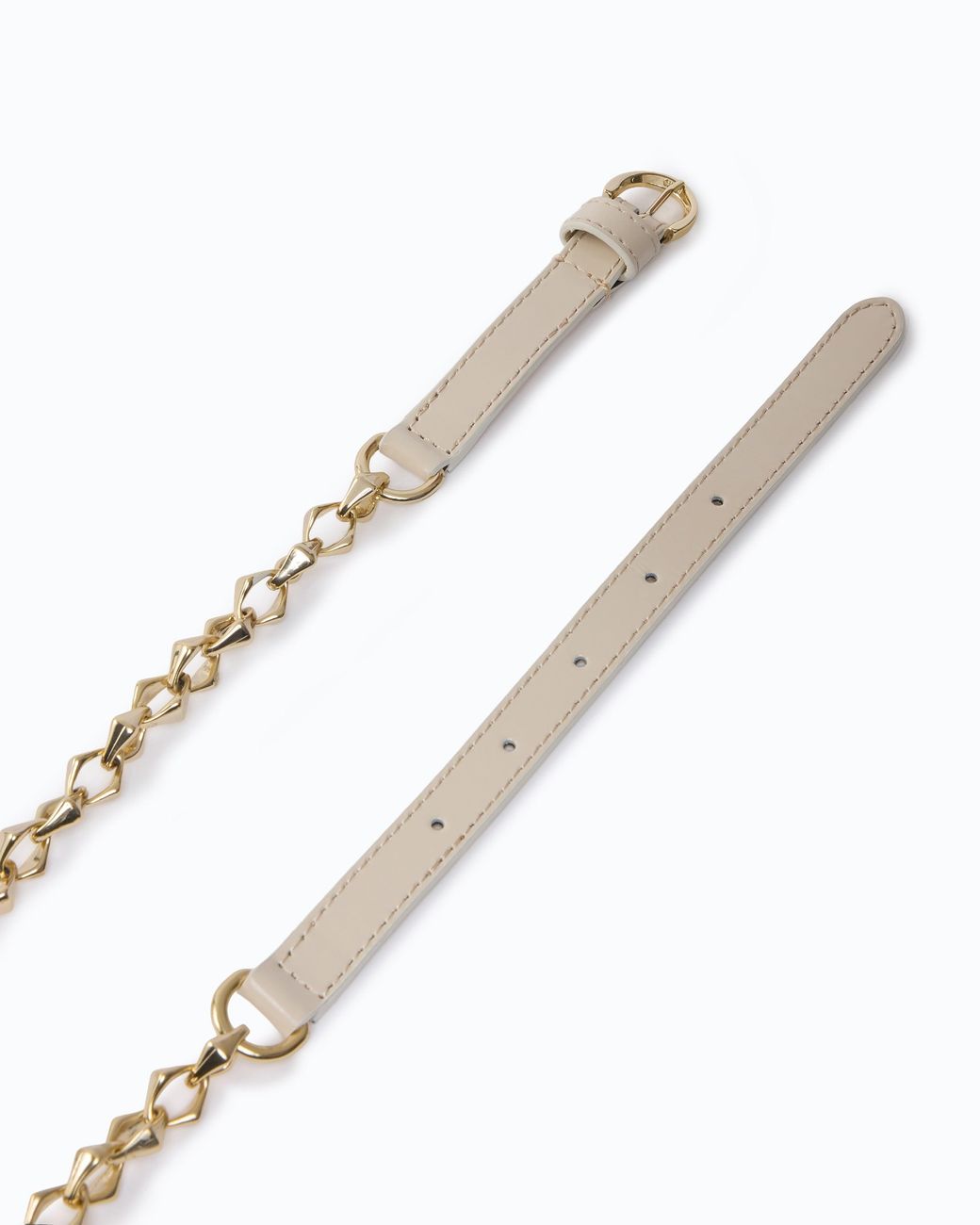 Pinko White Belt With Chain Insert, 1.5 Cm