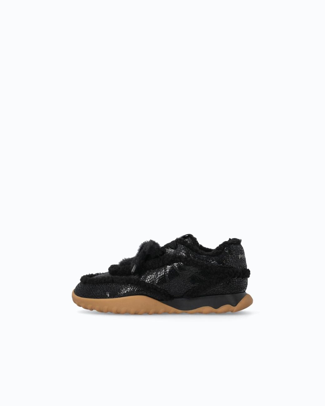 Pinko White Lather Sneakers With Faux Fur Details