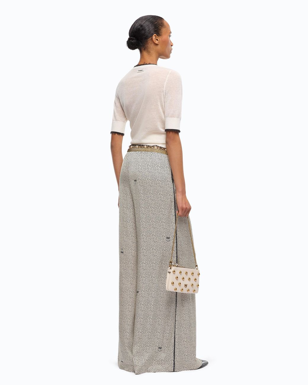 Pinko White Short-Sleeved T-Shirt With Frayed Edges
