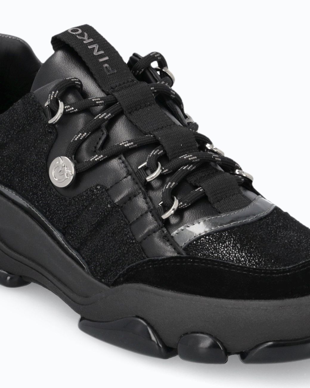 Pinko White Leather Sneakers With Trekking-Style Laces