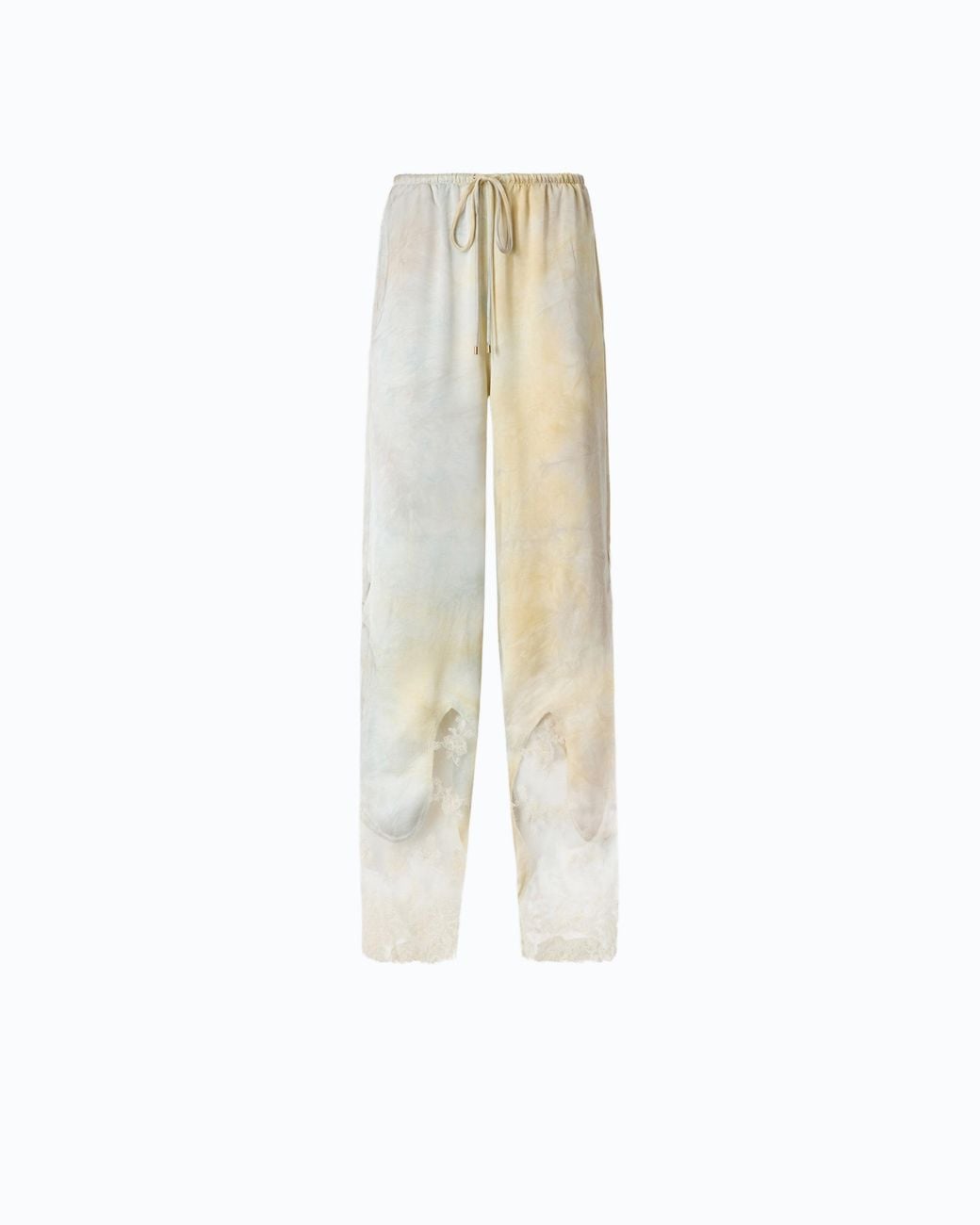 Pinko White Garment-Dyed Satin Trousers With Lace Details