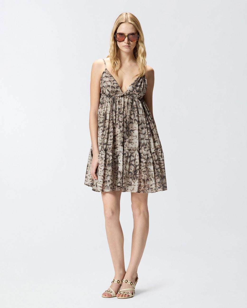 Pinko Natural Mini Dress With Snake Print