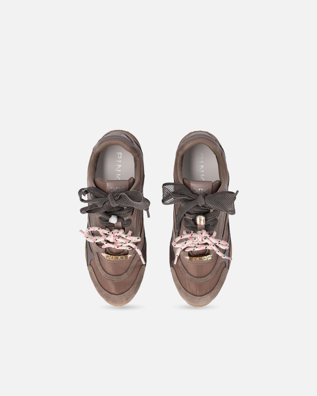Pinko White Sneakers With Double Laces And Logo Details