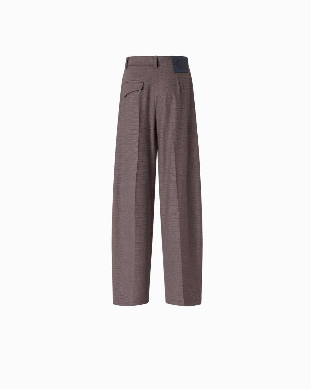 Pinko Brown Barrel-Fit Trousers With Micro Houndstooth Motif