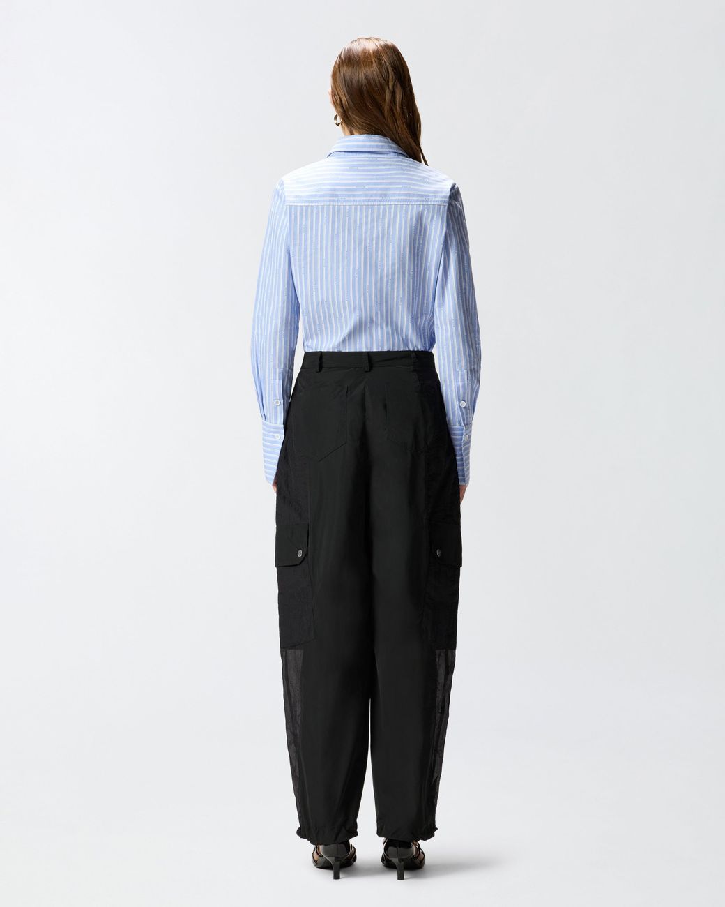 Pinko Black Workwear Trousers With Sheer Inserts