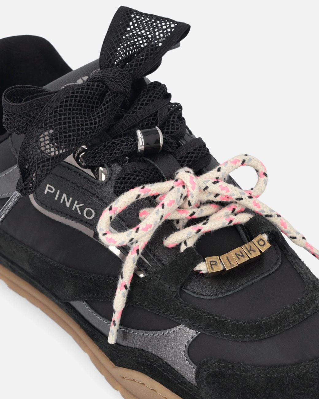 Pinko White Sneakers With Double Laces And Logo Details