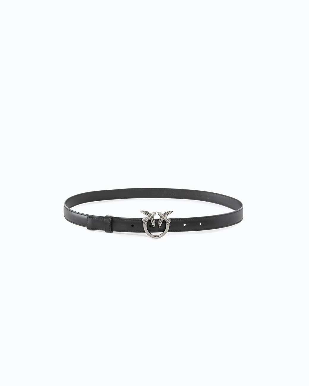Pinko White Love Birds Thin Leather Belt 2Cm