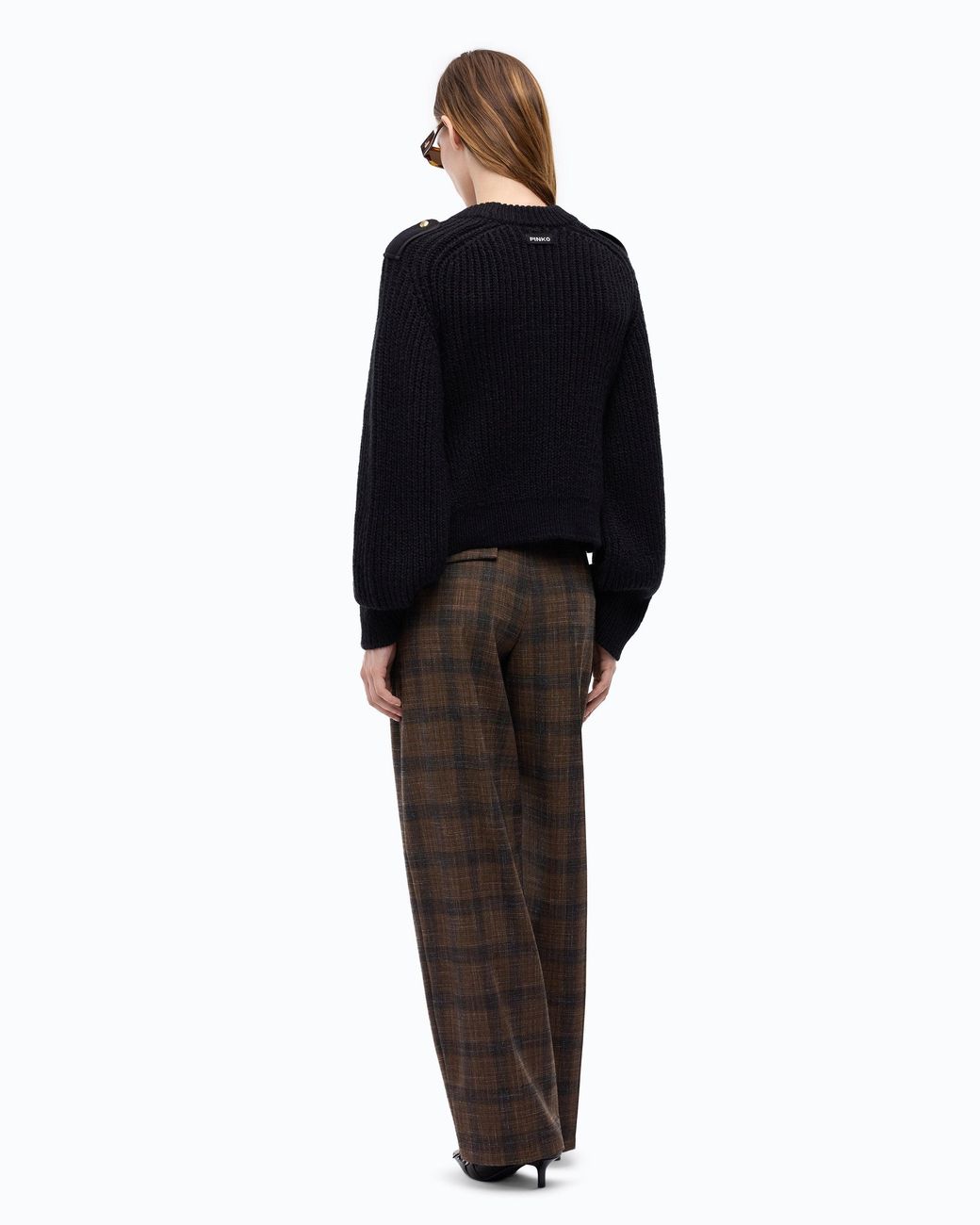 Pinko Black Ribbed Sweater With Small Pocket