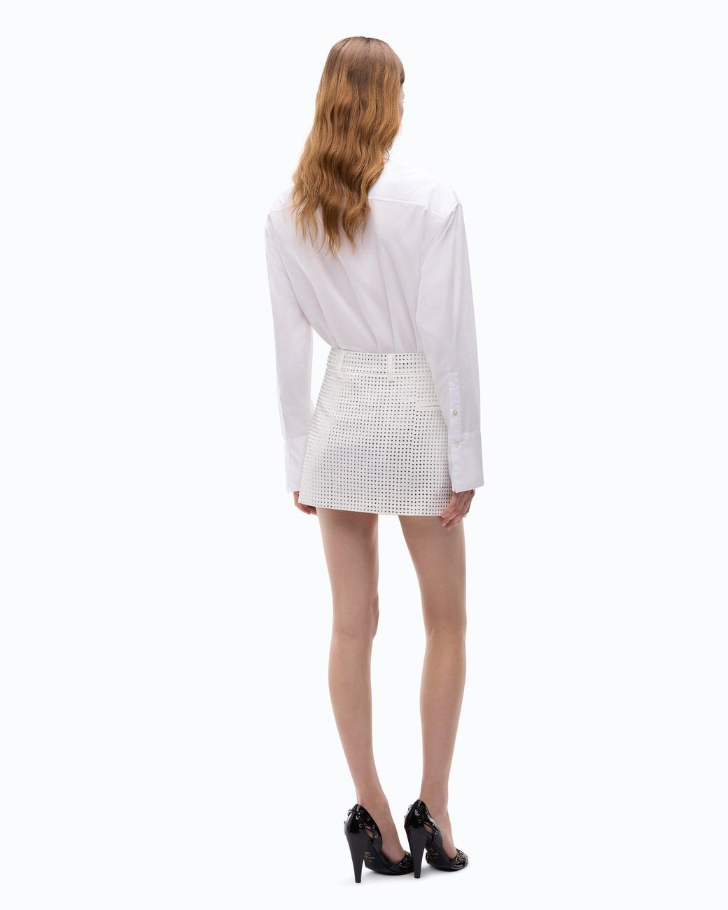 Pinko White Fully Rhinestoned Wrap Mini Skirt