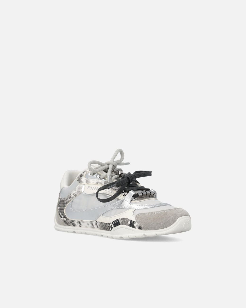 Pinko White Mesh And Leather Sneakers With Python Print