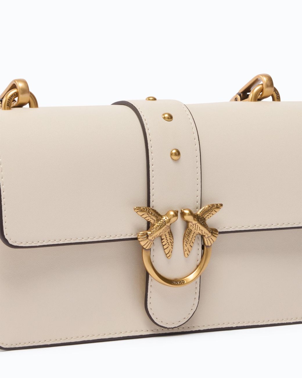 Pinko White Small Love Bag One Leather Shoulder Bag With New Buckle
