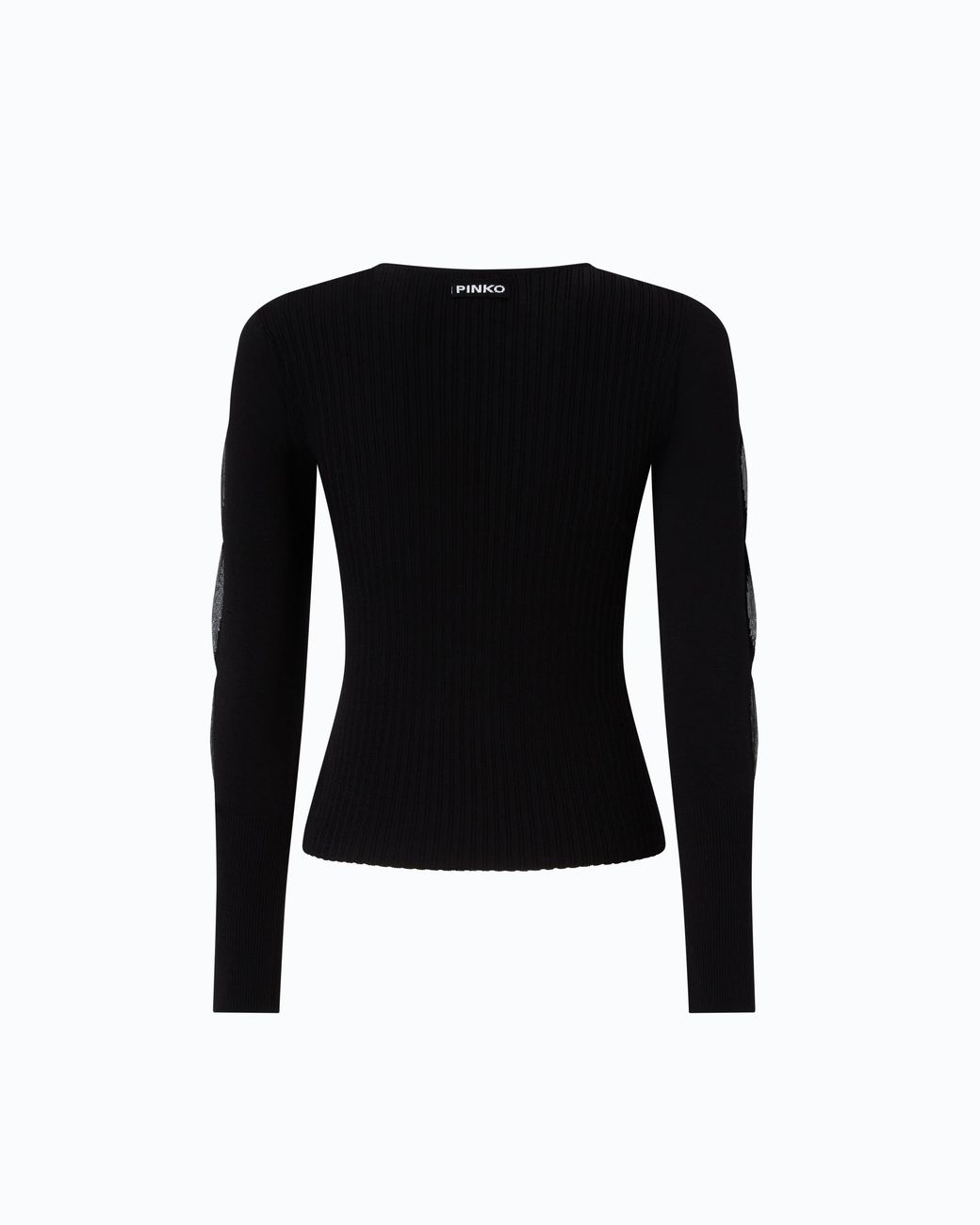 Pinko Black Lightweight Ribbed Sweater With Sheer Details